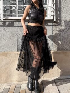 Falda tull de estrellas negras