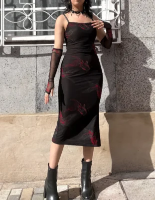 Vestido de malla estampada pez coi